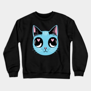 Transgender Pride Cat - Heart Eyes Crewneck Sweatshirt